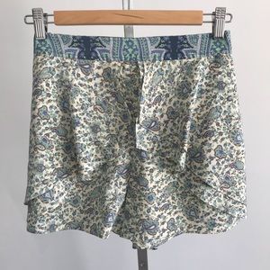 Tibi blue paisley silk ruffle short pocket zip sz0